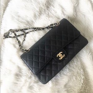 Chanel Classic Flap Bag Black Caviar Gold Hardware